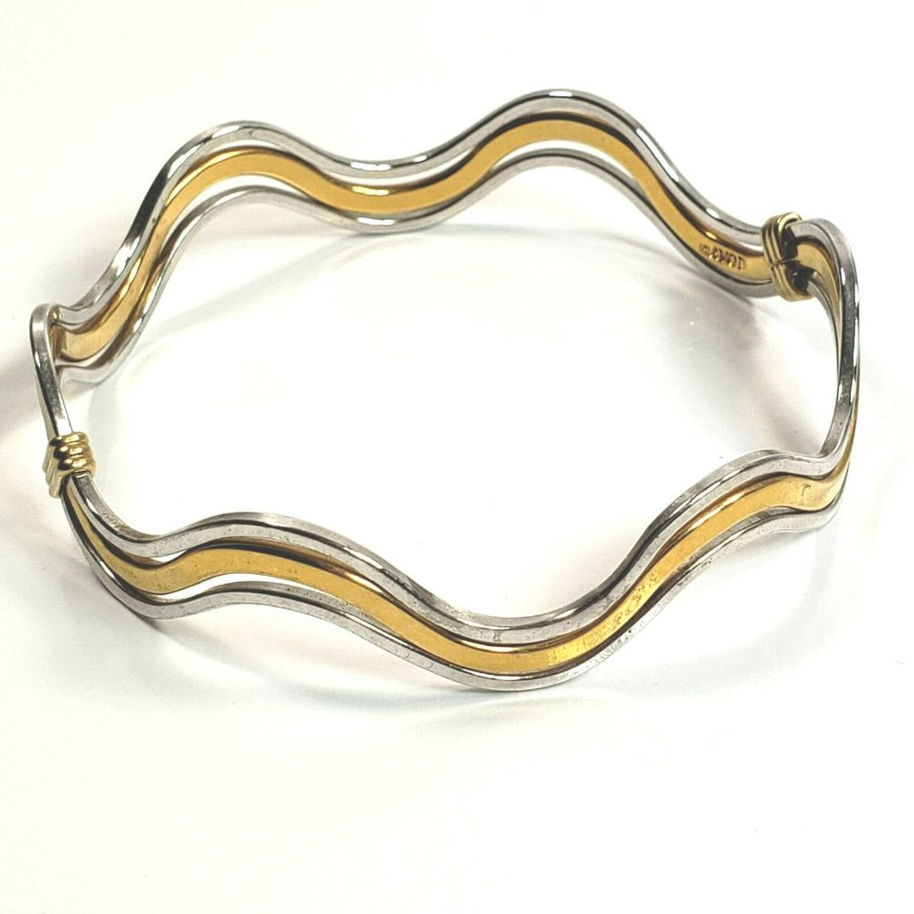Vintage Avon Bangle Wavy Gold and Silver Tone - Picture 6 of 6